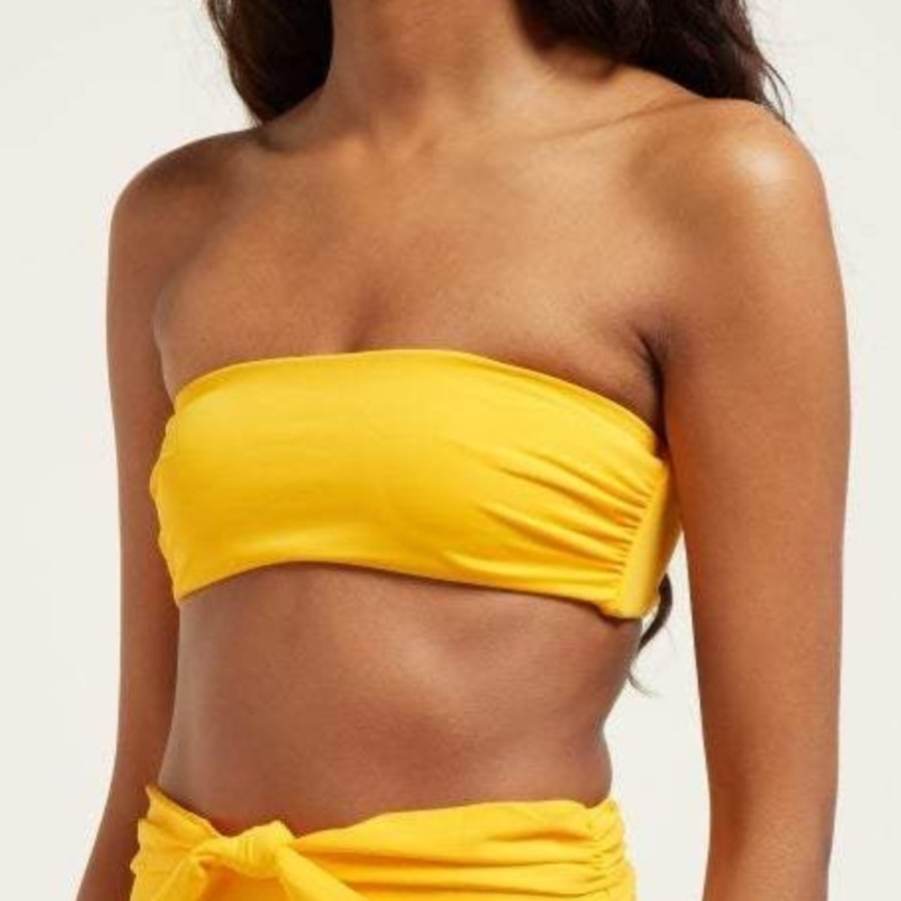 NWT Mara Hoffman Abigail Bandeau Tie Back Bikini Top Sprint Yellow